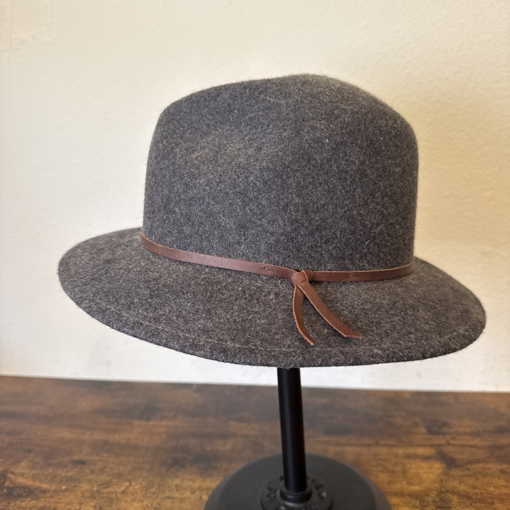 Yellow 108 Salvaged Wool Fedora Gray Size Large Sustainable Hat Made in USA EUC